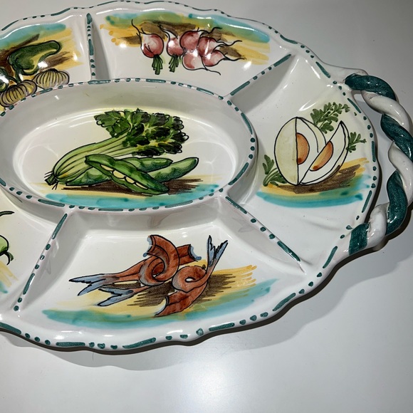 New Italian Divided Handpainted Serving Dish - Picture 3 of 7